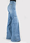 WOMENS JEAN   HIGH RISE WIDE LEG FIT  DIAGONAL PIECED BACK PKT MED WASH