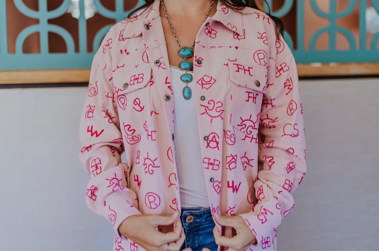 Pink Branded Corduroy Shacket