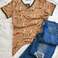Light brown tee with western print Rowdy Womens Top