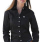 LONG SLEEVE BLACK BUTTON SHIRT Cinch womens top