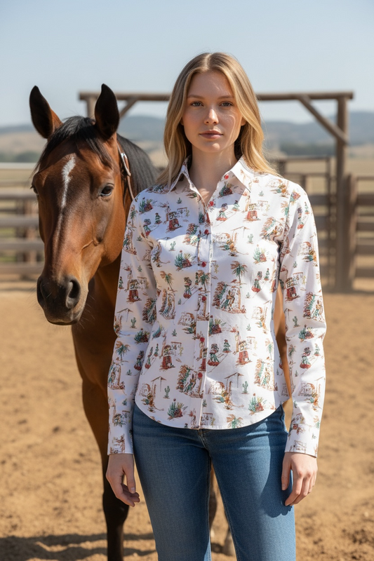 WOMEN'S L/S CRUEL HAWAIIAN SNAP SHIRT