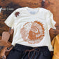Cream t-shirt with brown/orange buffalo womens Rowdy