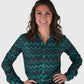Pullover Chevron Print Stretch Jersey Button Up