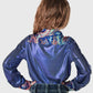 Girls blue metallic pullover button up with Paisley accents