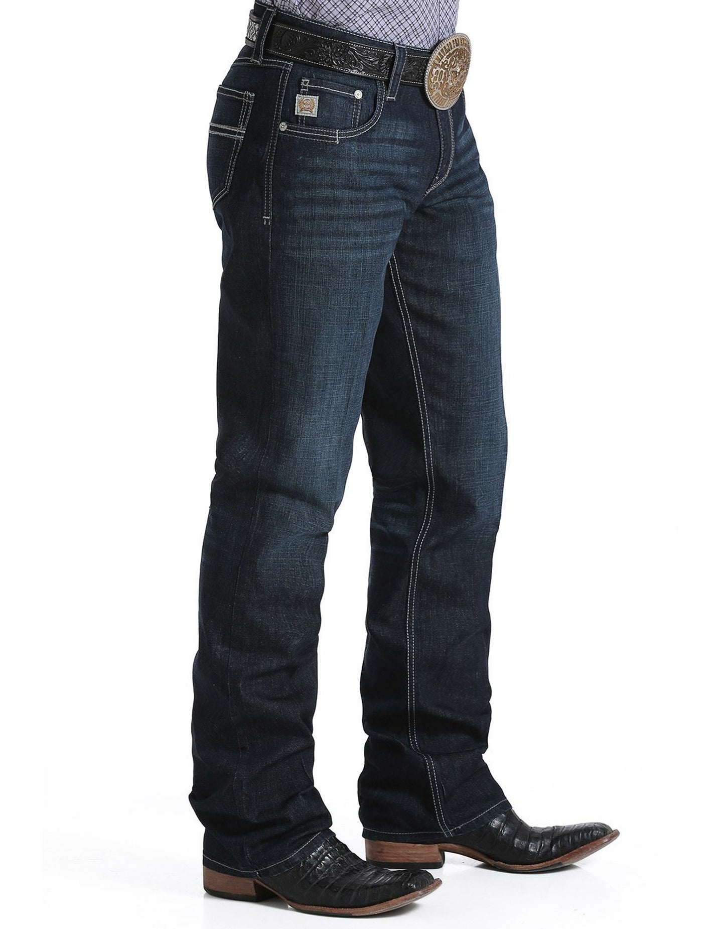 Cinch Men's Performance Denim  Mid Rise Relaxed Fit Boot Cut Jeans Sliver Label