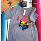 Grey Tee with sunset bronc kids Rowdy