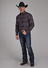 MENS L/S SHIRT   HORIZONTAL PRINT DESIGN POP COLOR AZTEC PRINT