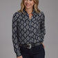 WOMENS L/S SHIRT   PRINTED RELATED SEPERATE BLACK/CREAM IKAT PRT RAYON,