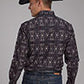 MENS L/S SHIRT   HORIZONTAL PRINT DESIGN POP COLOR AZTEC PRINT