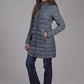 WOMENS OUTERWEAR   CRUSHABLE PARACHUTE LADIES JACKET SILVER BLUE DOWN PROOF LONG COAT