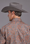 MENS L/S SHIRT   STETSON SNAP 2 POCKET PRINT COPPER PAISLEY