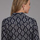 WOMENS L/S SHIRT   PRINTED RELATED SEPERATE BLACK/CREAM IKAT PRT RAYON,