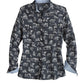 WOMENS L/S SHIRT   TIN HAUL Y/D ALLOVER PRINT -SNAP COW TOILE